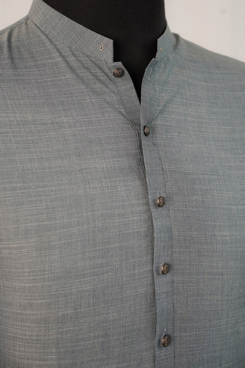 ASH GREY TEXTURED KURTA TROUSER