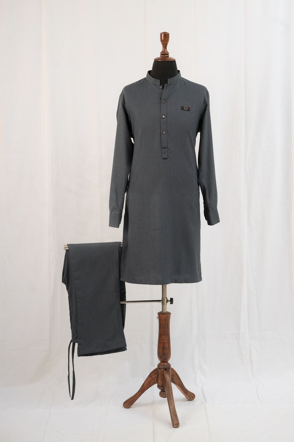 GREY TEXTURED KURTA TROUSER