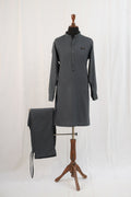 GREY TEXTURED KURTA TROUSER