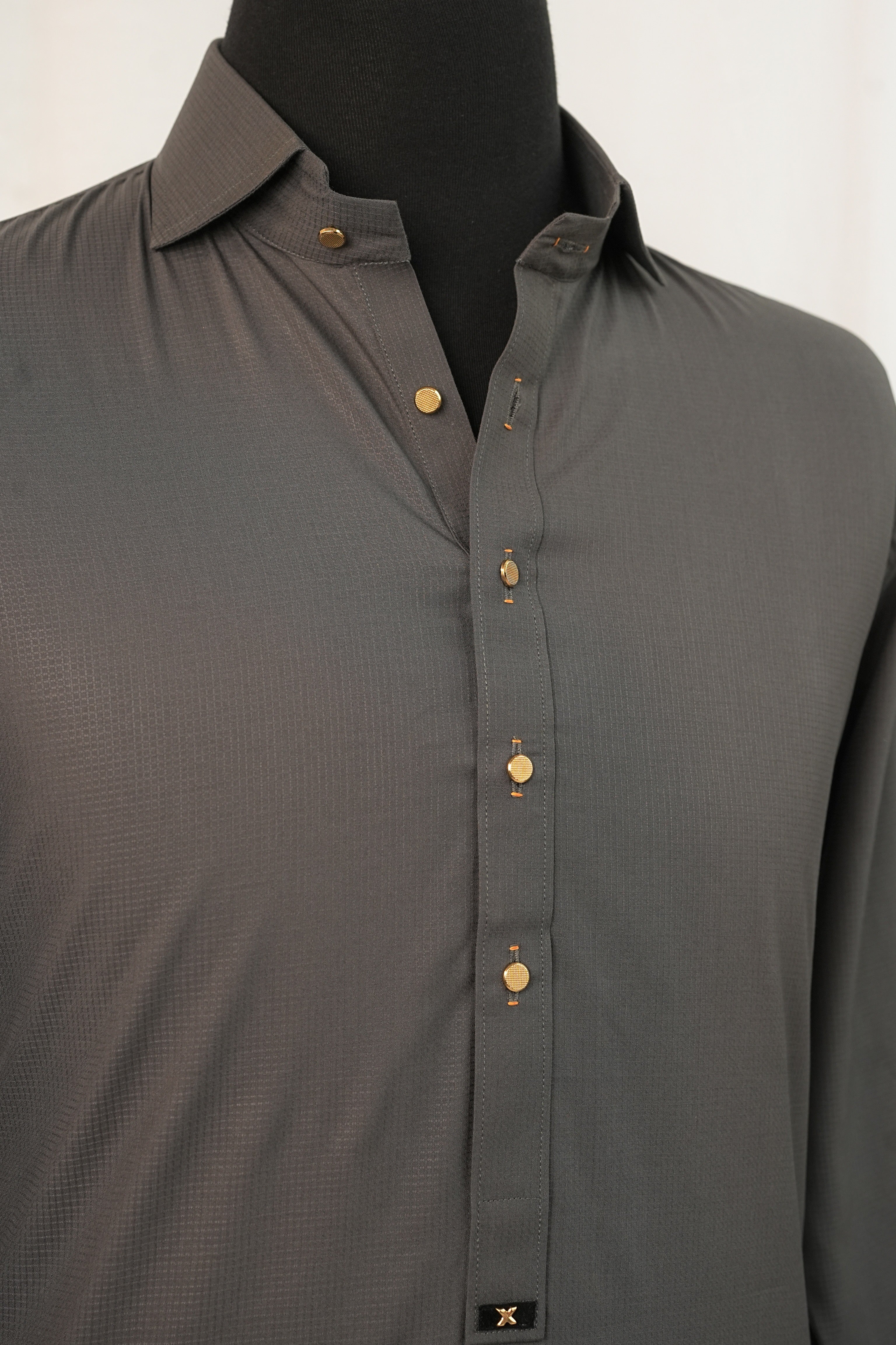 GREY CLASSIC COLLAR SHALWAR KAMEEZ