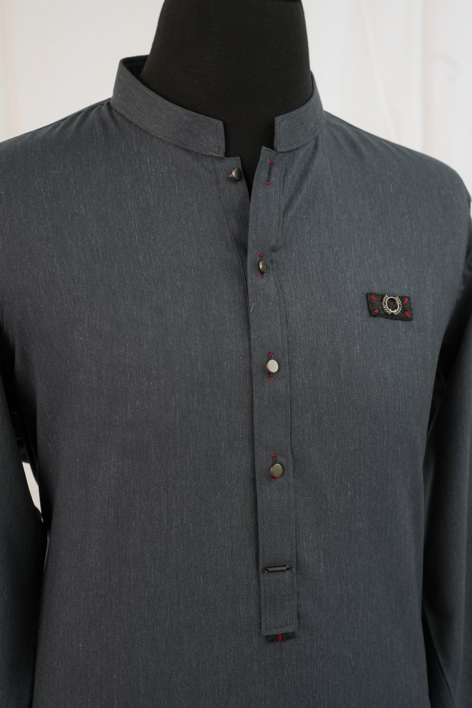 GREY TEXTURED KURTA TROUSER