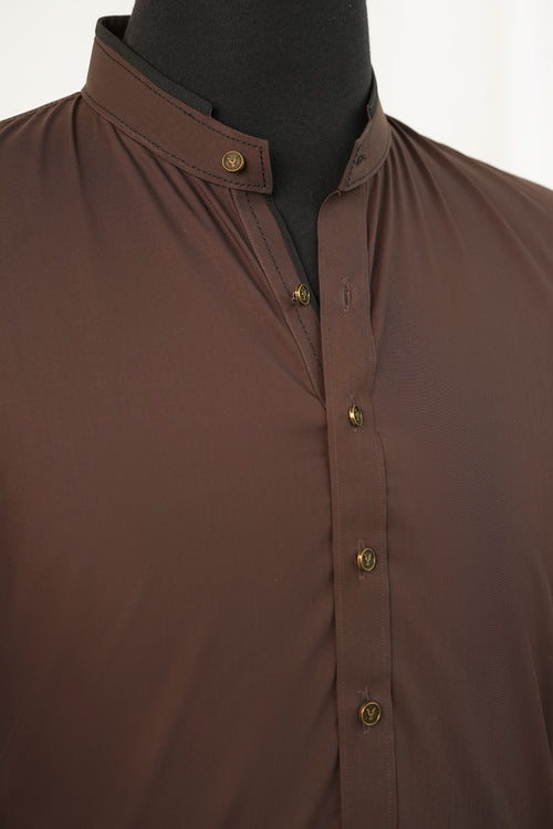 BROWN MANDARIN KURTA TROUSER