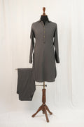 GREY CLASSIC COLLAR SHALWAR KAMEEZ