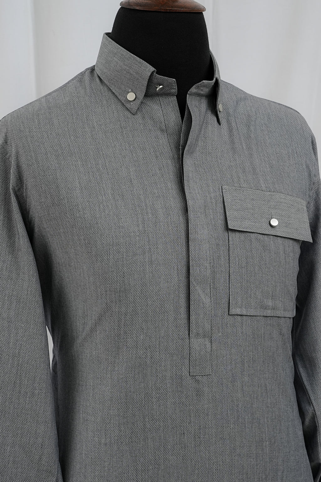 ASH GREY FRONT POCKET KURTA TROUSER