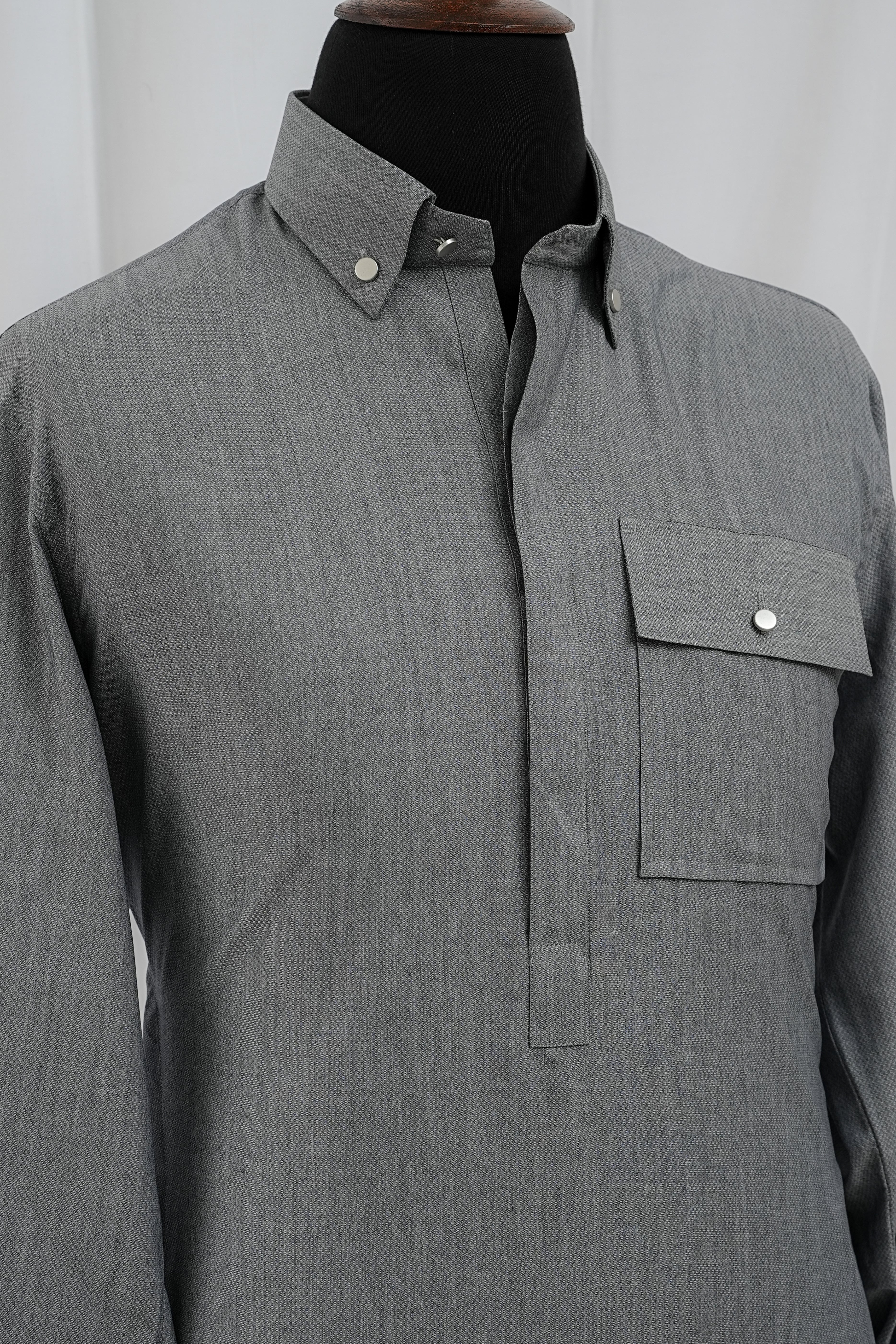 ASH GREY FRONT POCKET KURTA TROUSER