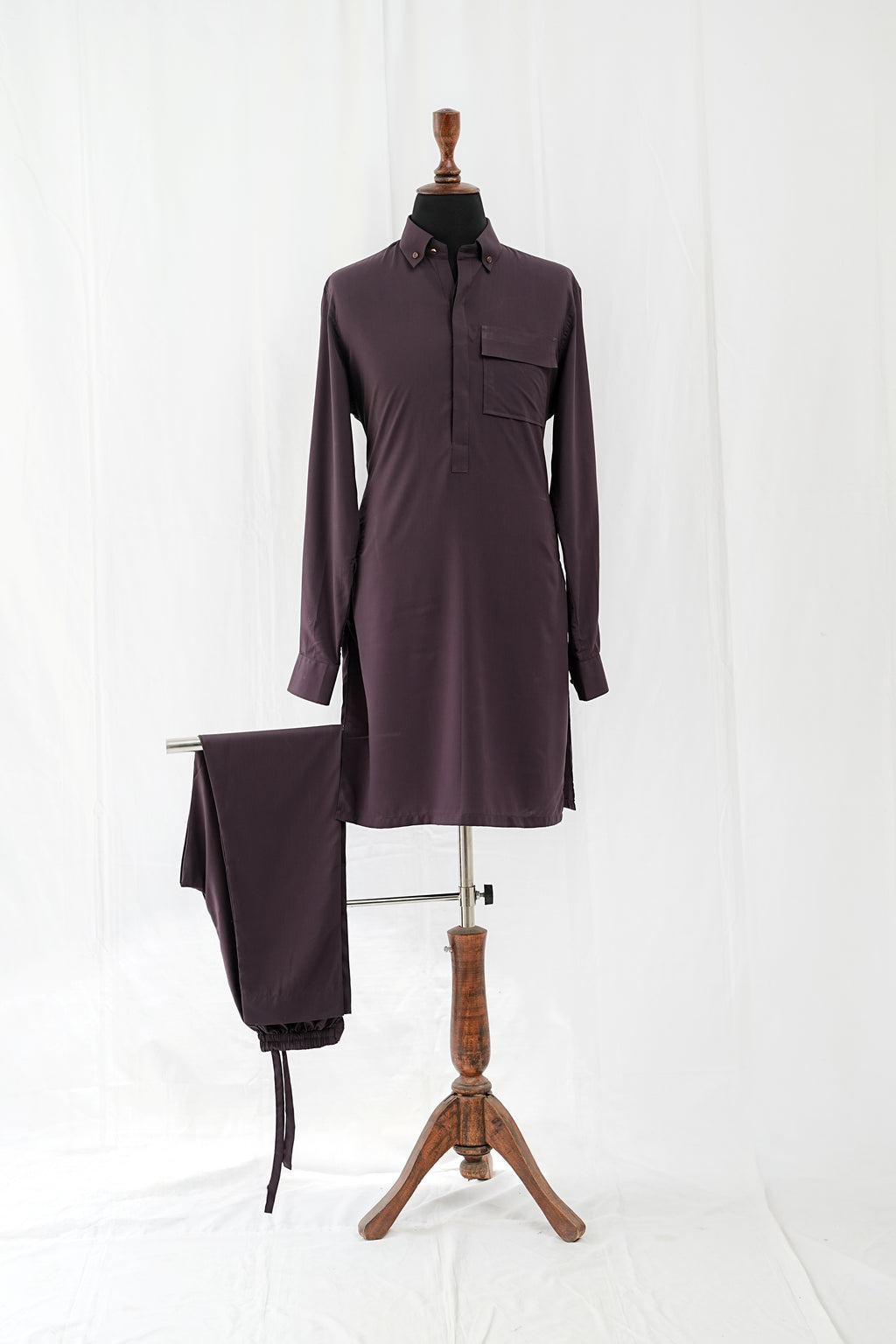 PURPLE FRONT OPEN KURTA TROUSER