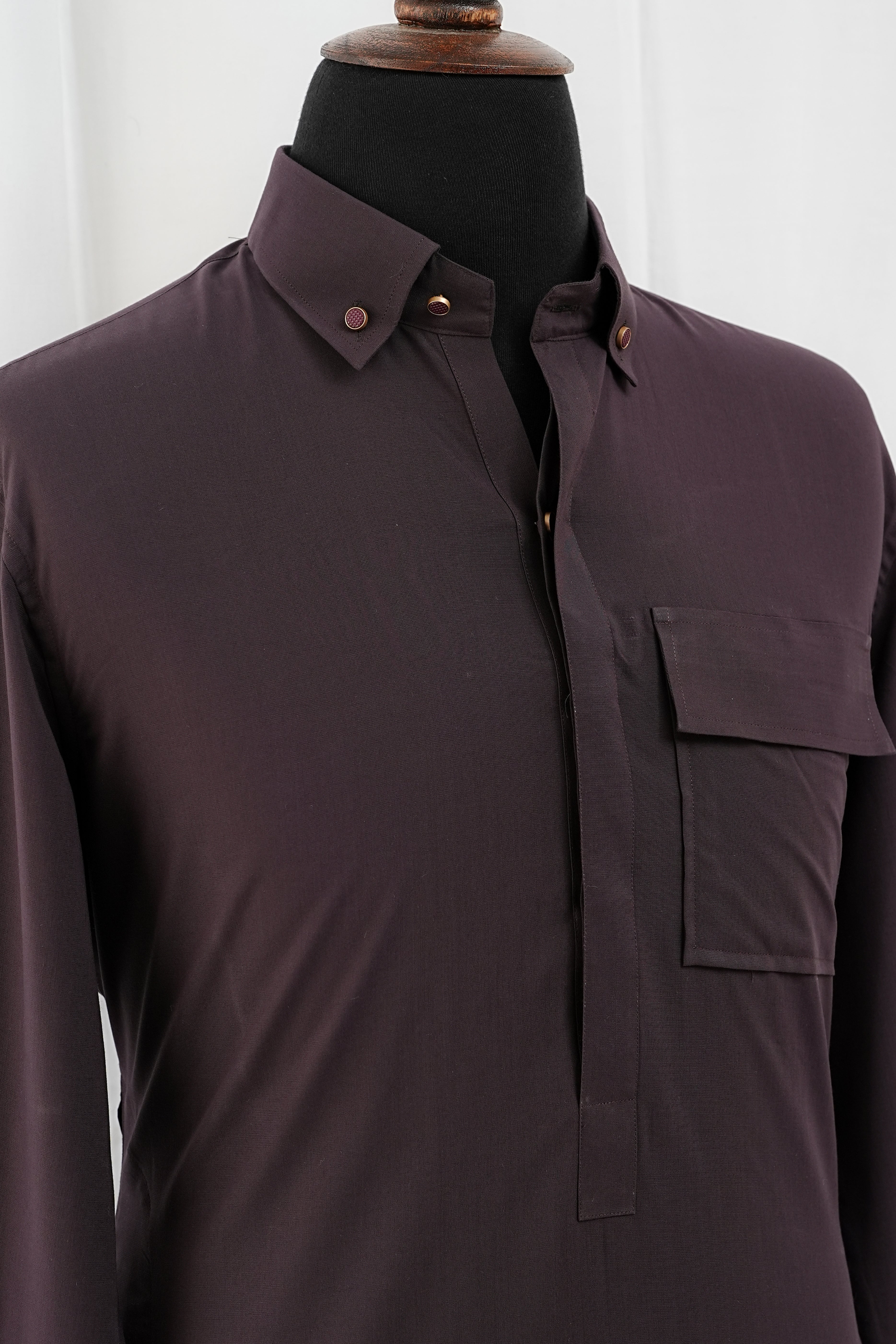 PURPLE FRONT OPEN KURTA TROUSER