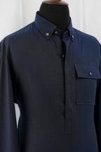BLUE FRONT POCKET KURTA TROUSER