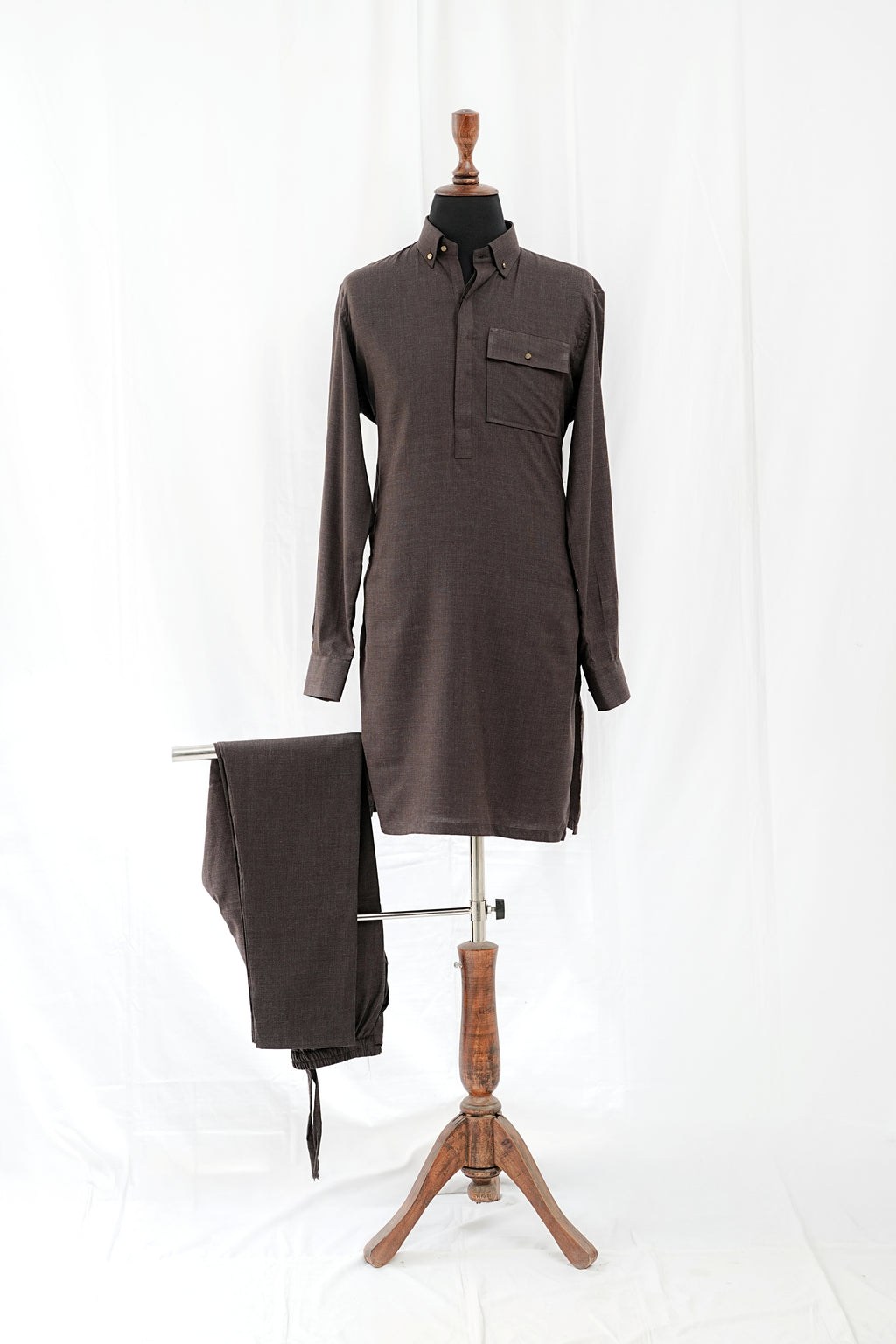DUSTY BROWN FRONT POCKET KURTA TROUSER