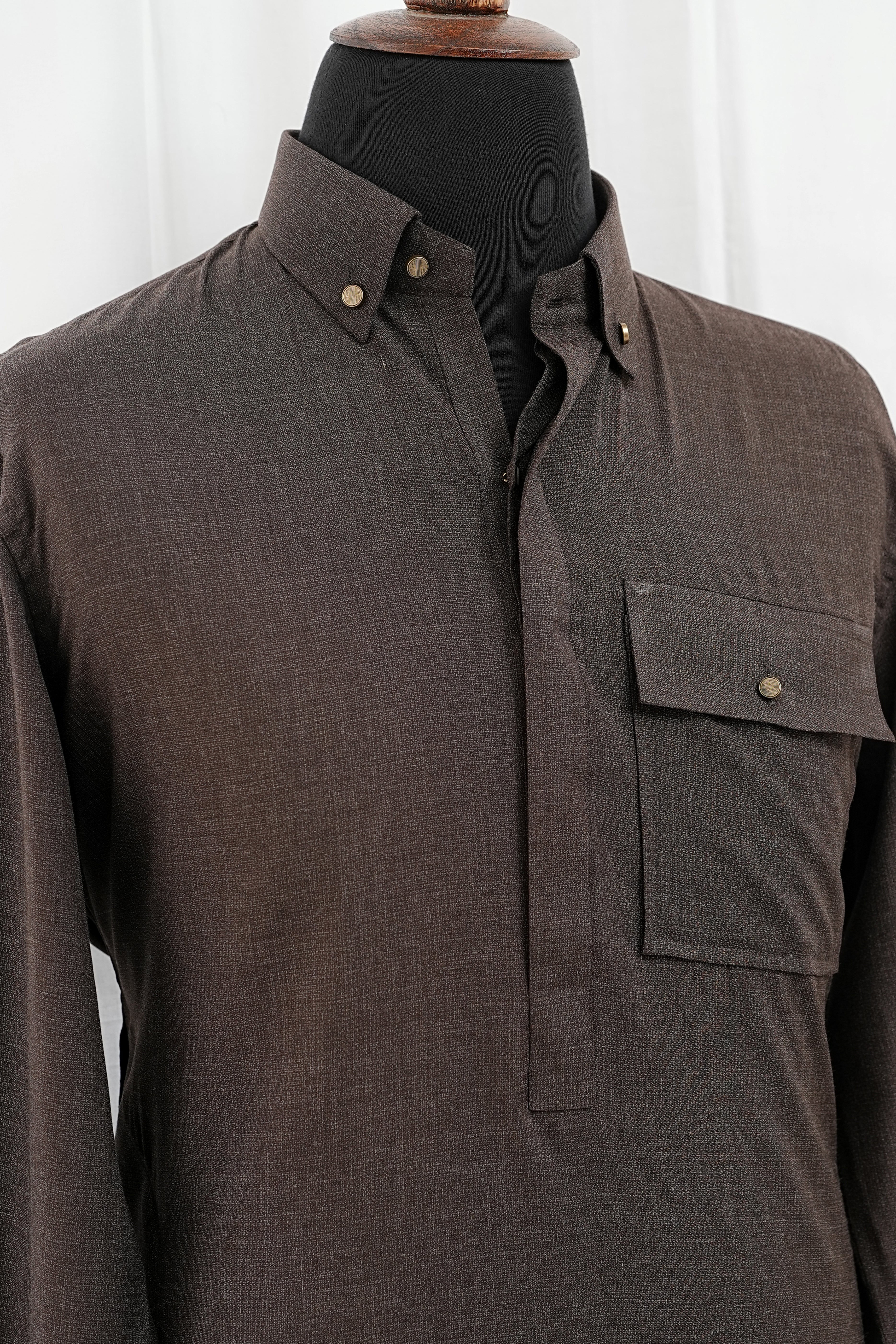 DUSTY BROWN FRONT POCKET KURTA TROUSER