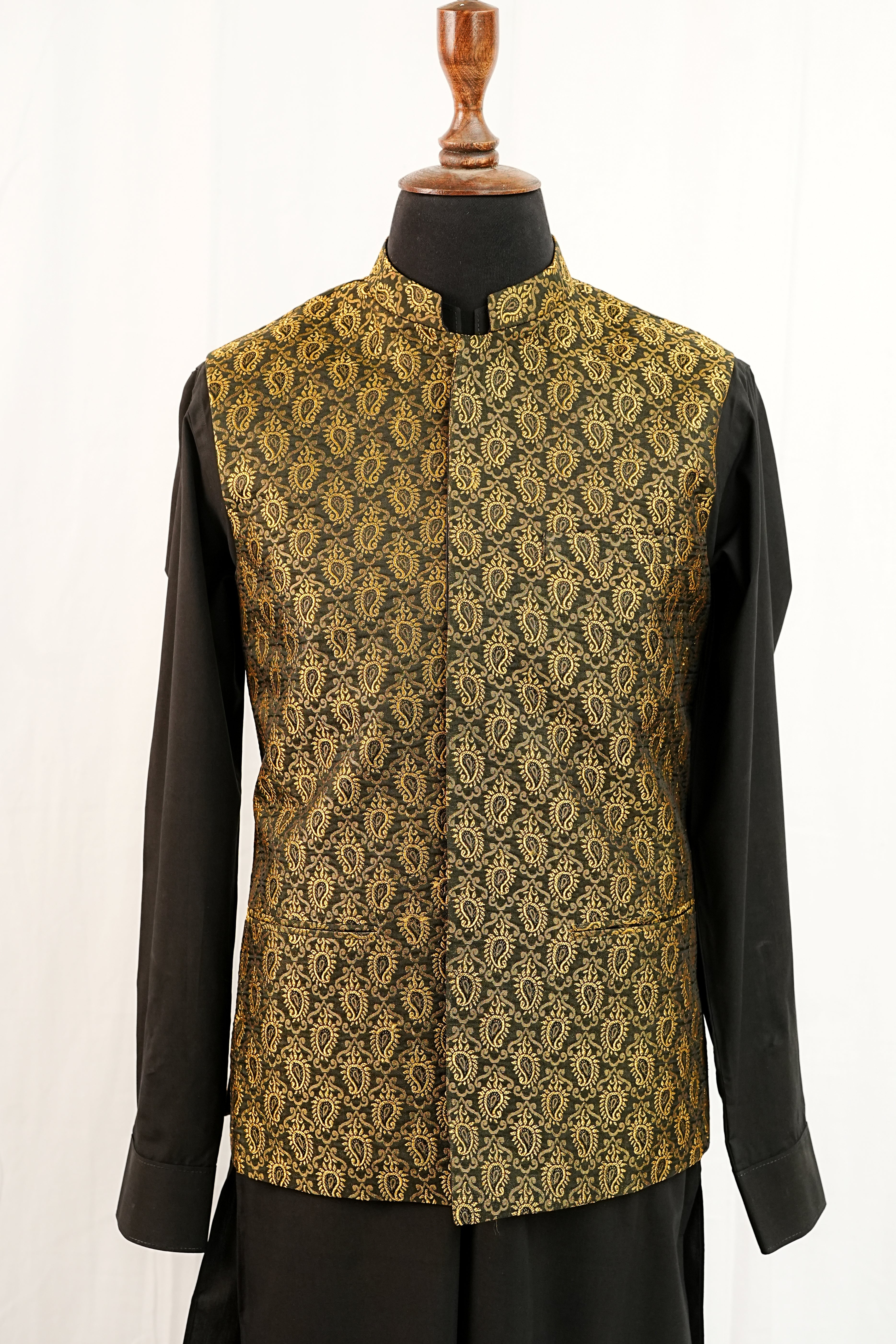 COPPER GOLD JAMAWAR WAIST COAT