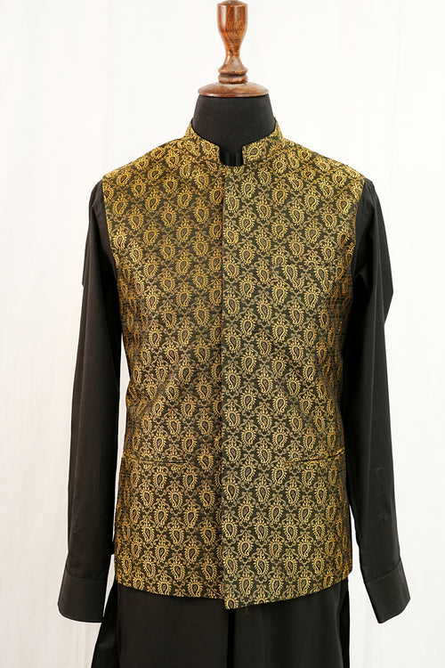 COPPER GOLD JAMAWAR WAIST COAT