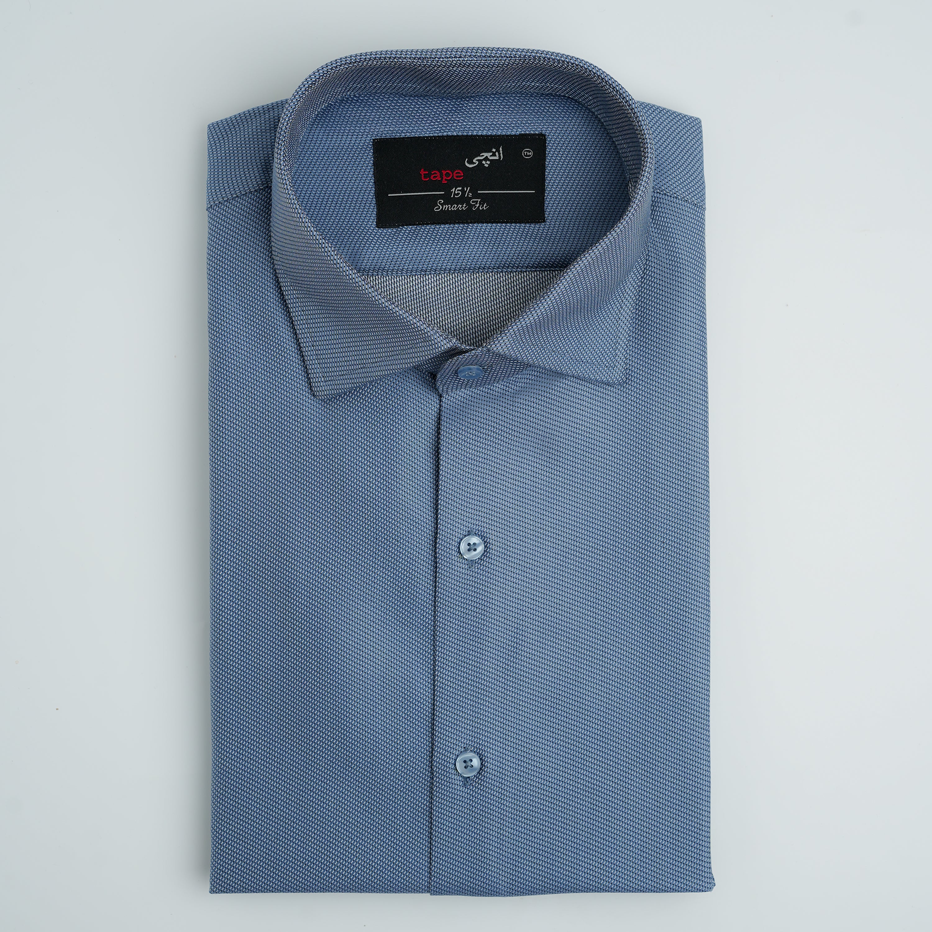 JACQUARD BLUE FORMAL SHIRT