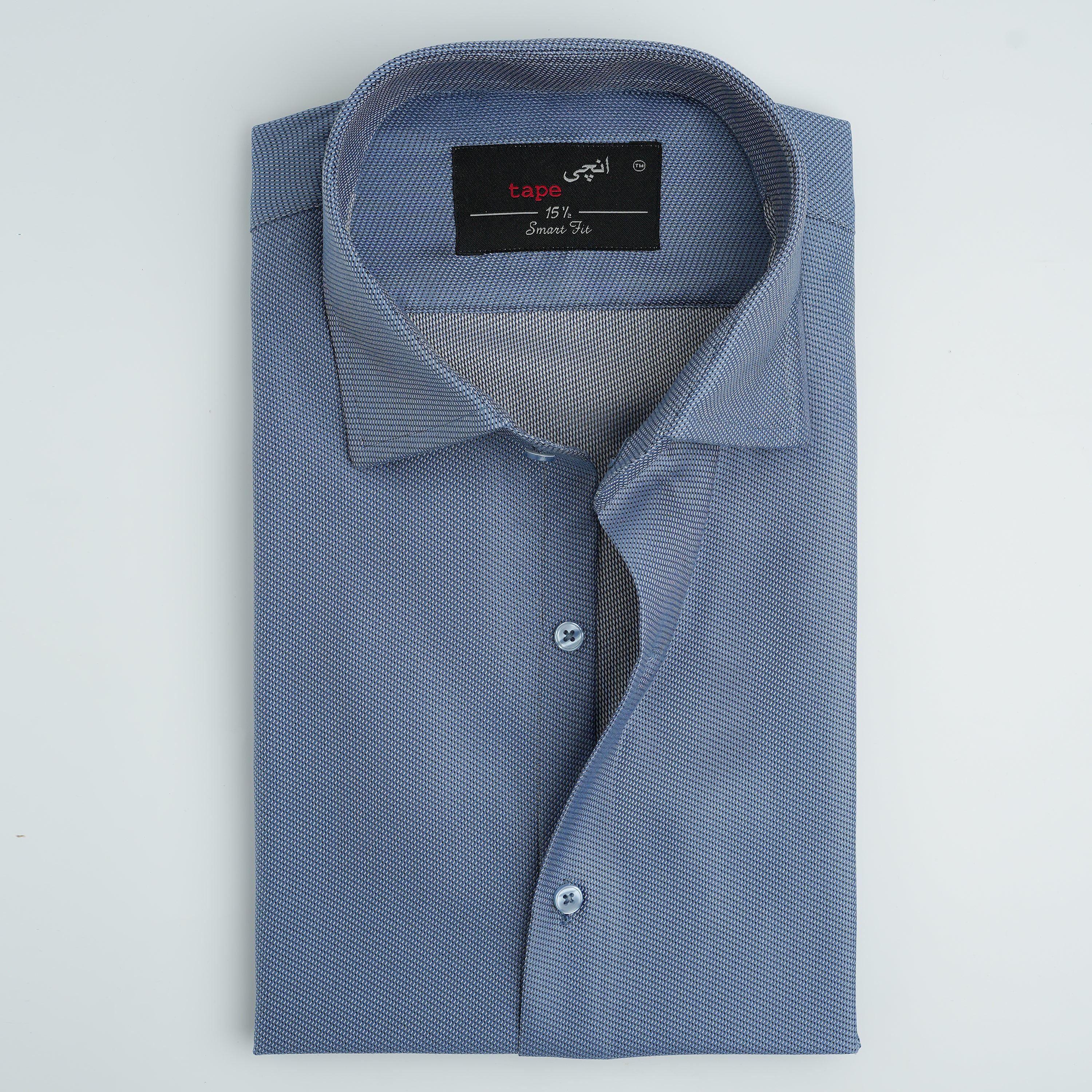 JACQUARD BLUE FORMAL SHIRT