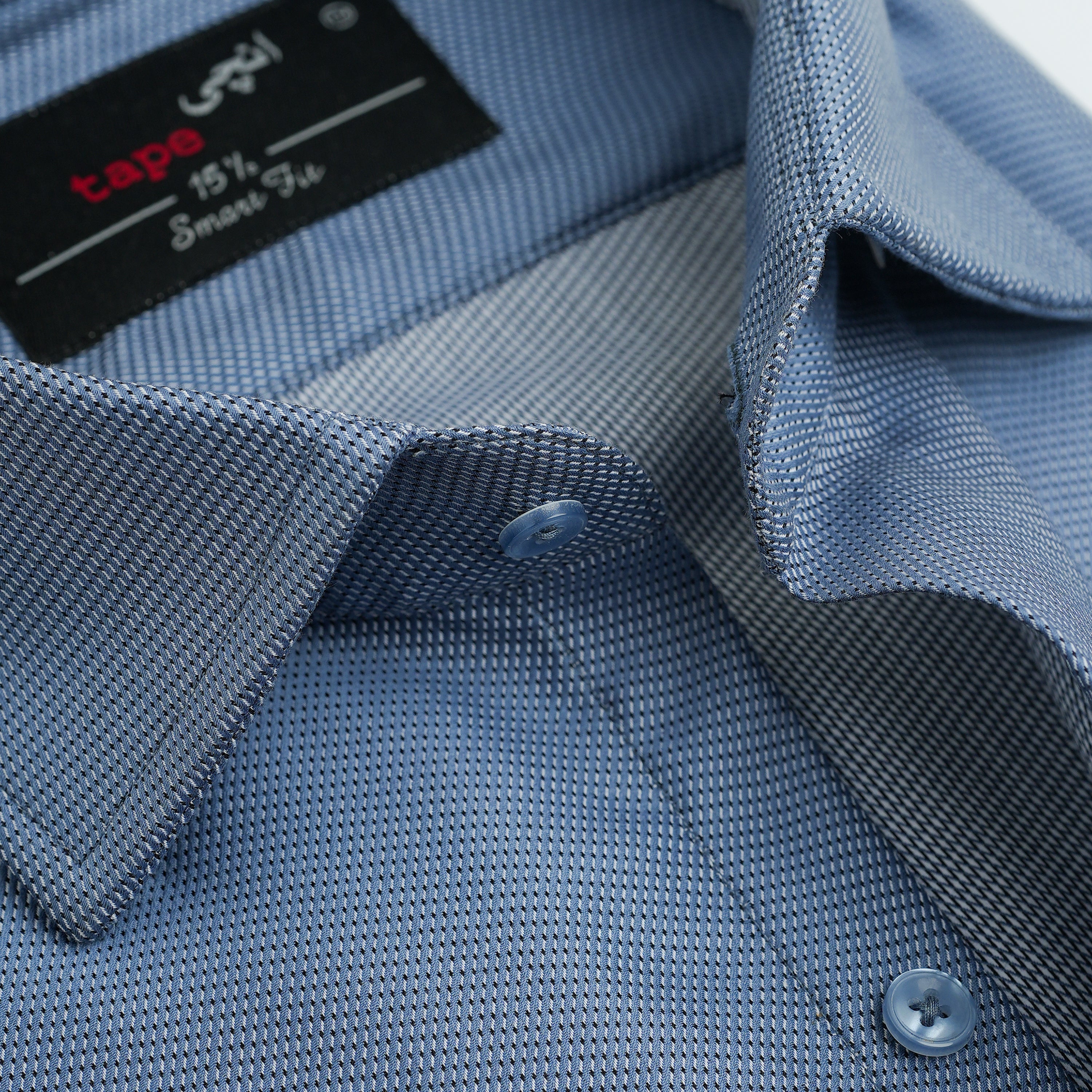 JACQUARD BLUE FORMAL SHIRT