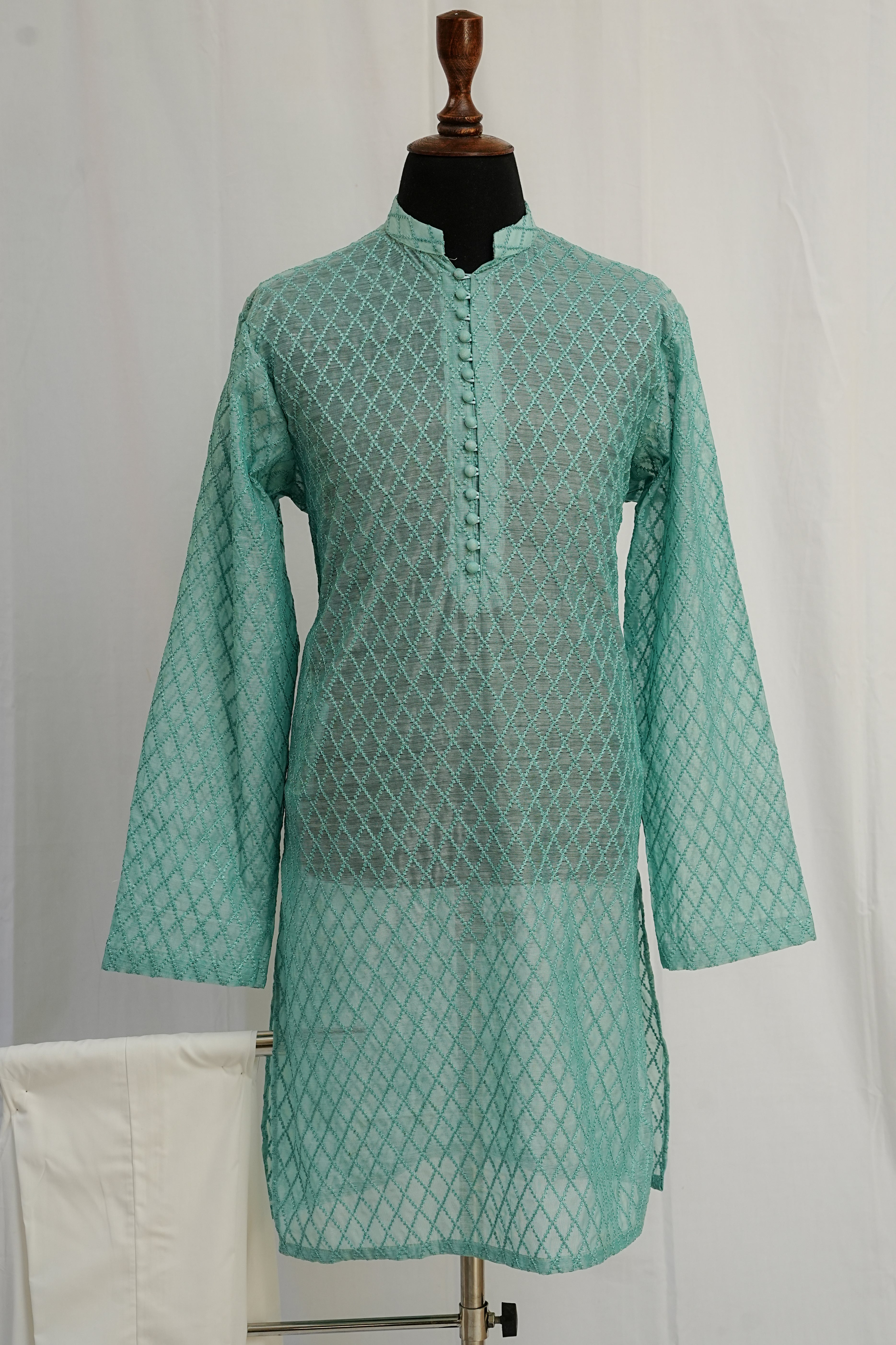 TURQOUIS EMBROIDERED KURTA TROUSER