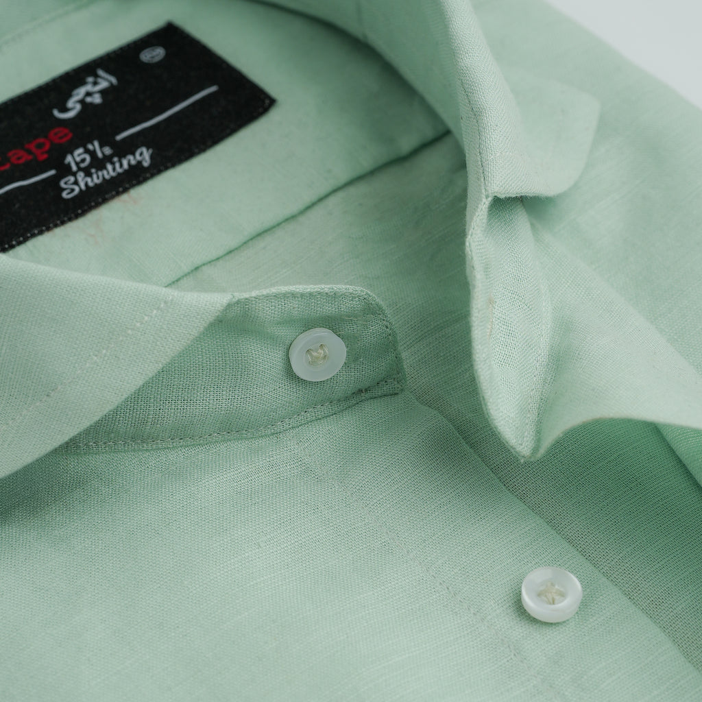 LIME GREEN COTTON LINEN SHIRT