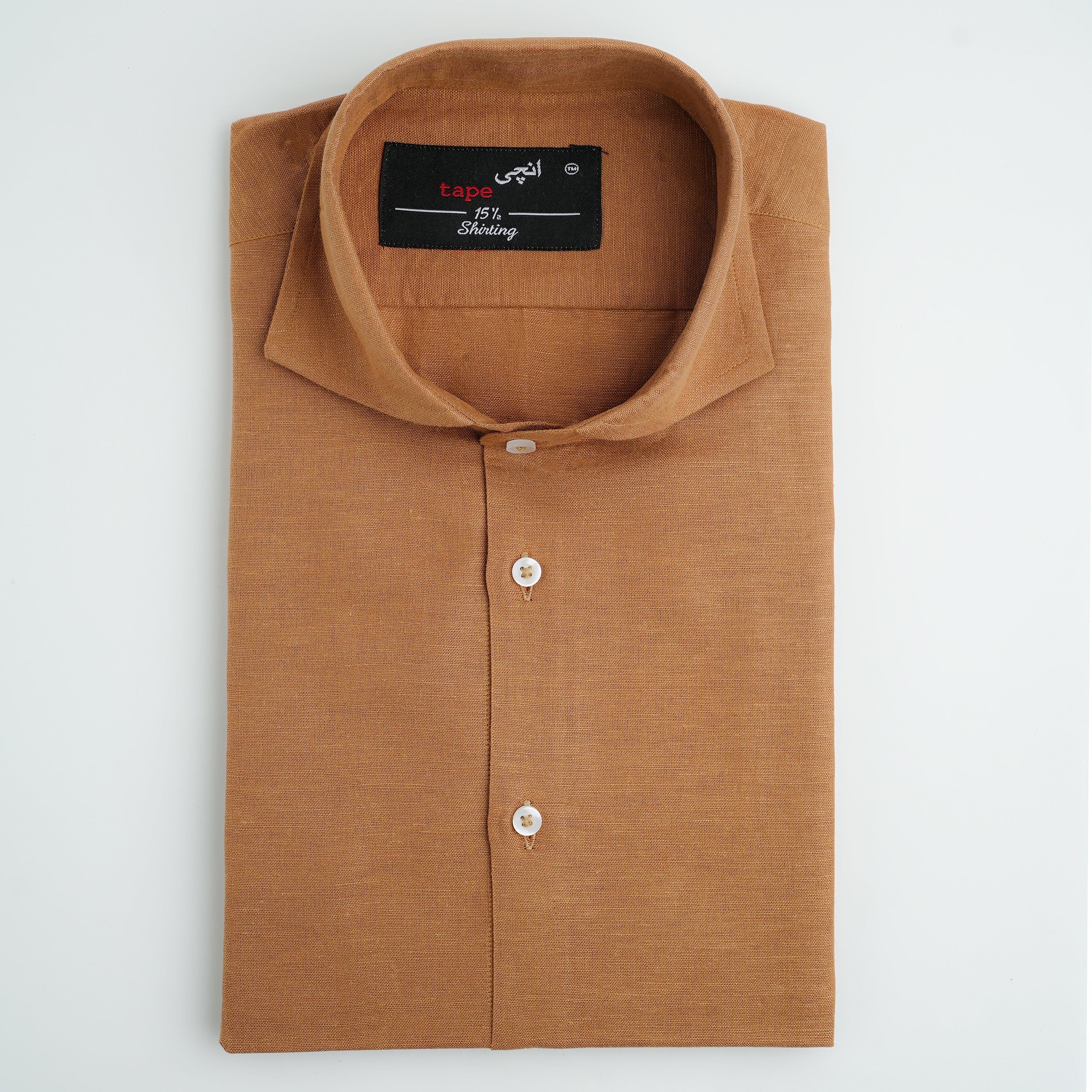 BROWN COTTON LINEN SHIRT