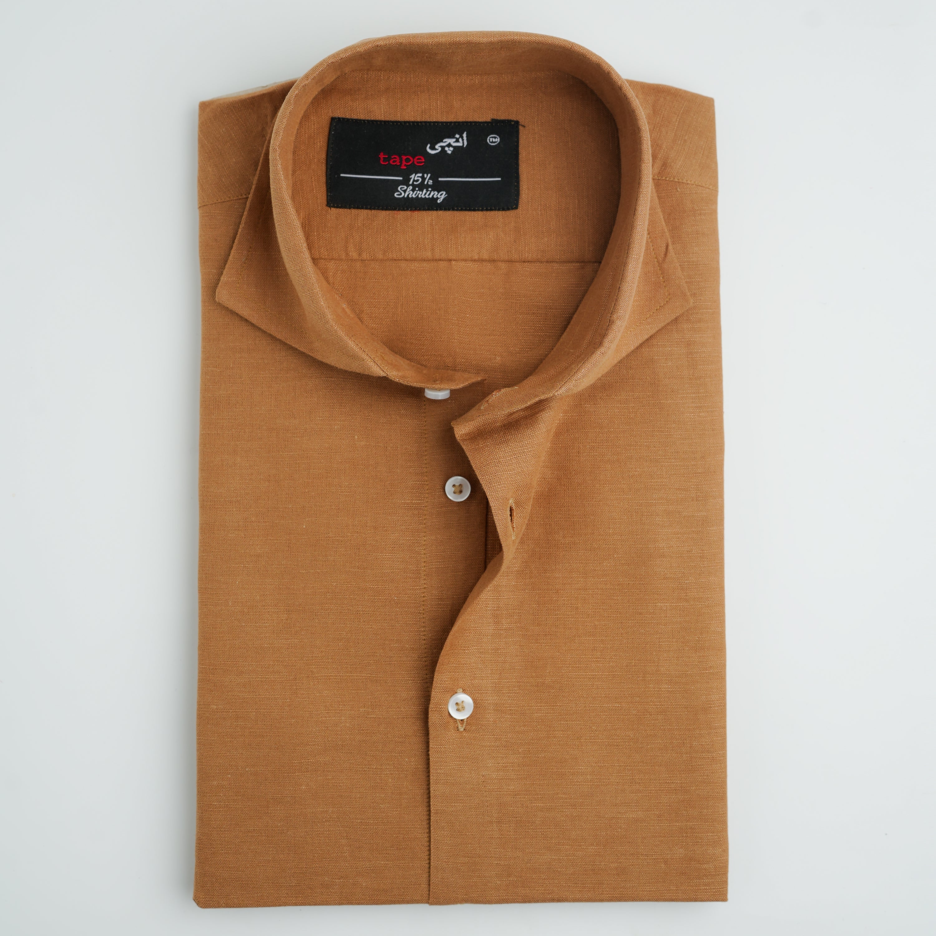 BROWN COTTON LINEN SHIRT