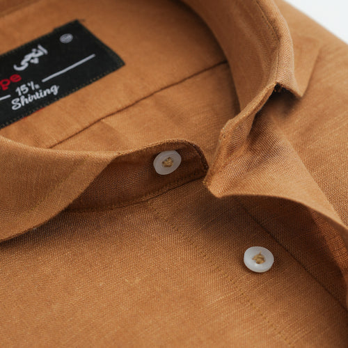 BROWN COTTON LINEN SHIRT