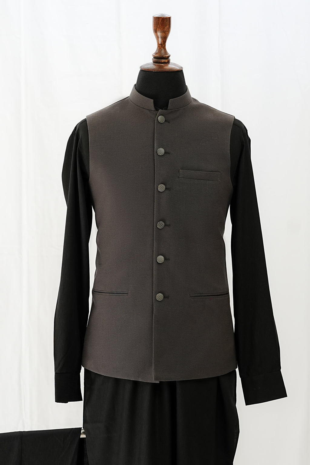CHARCOAL BROWN WAIST COAT