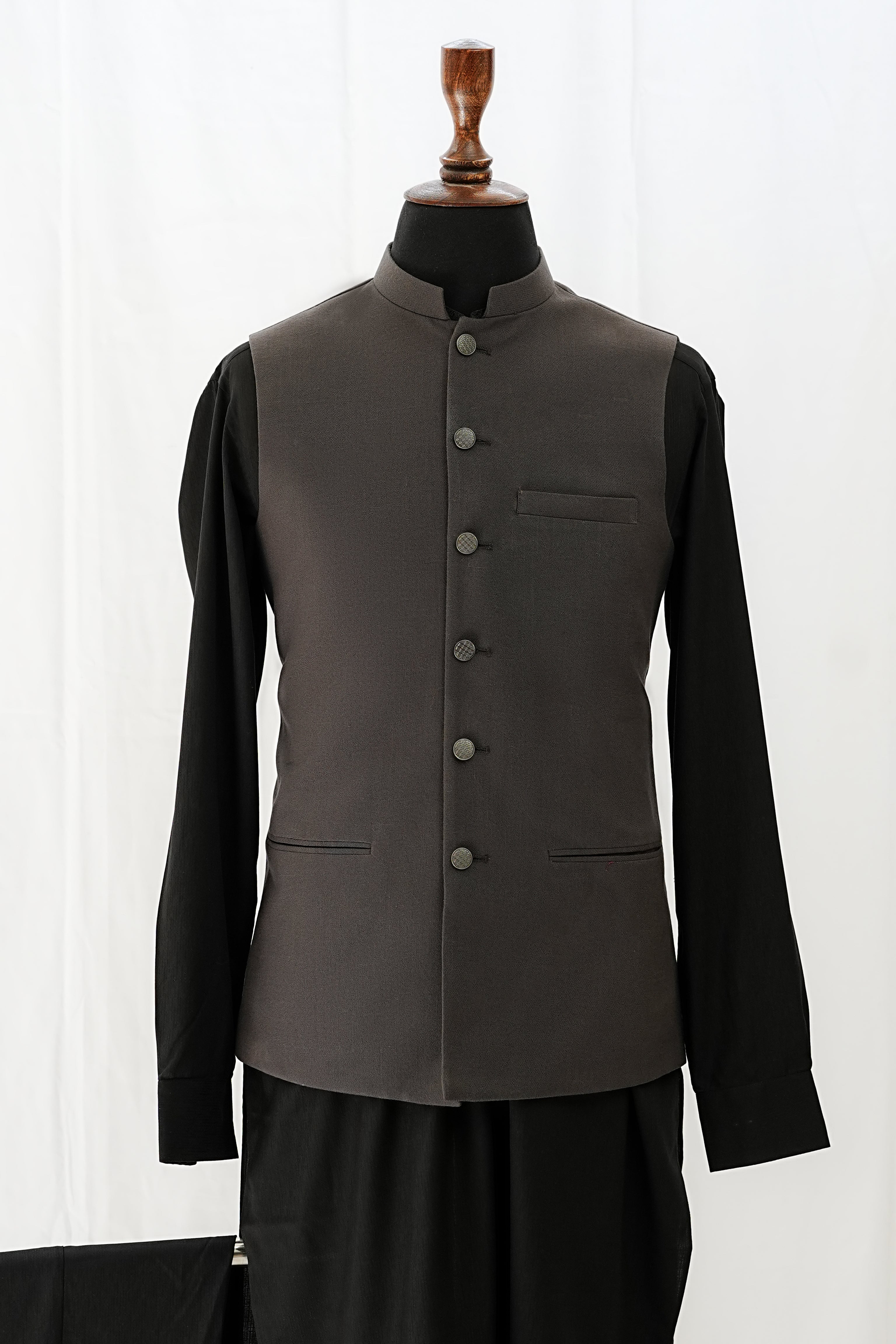 CHARCOAL BROWN WAIST COAT