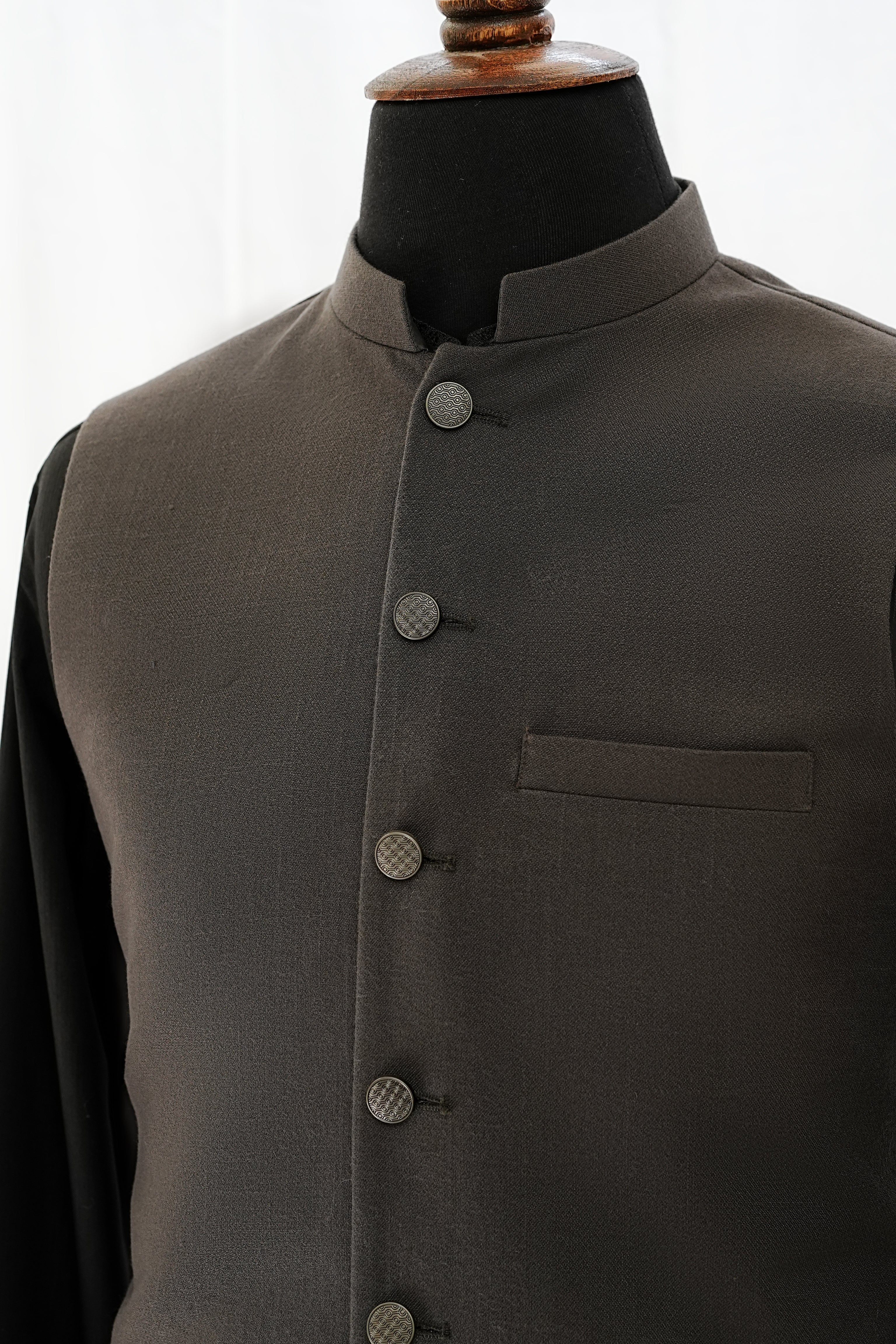 CHARCOAL BROWN WAIST COAT