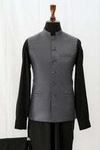 GREY TEXTURED WAIST COAT