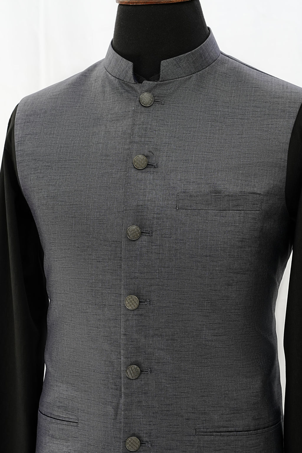GREY TEXTURED WAIST COAT