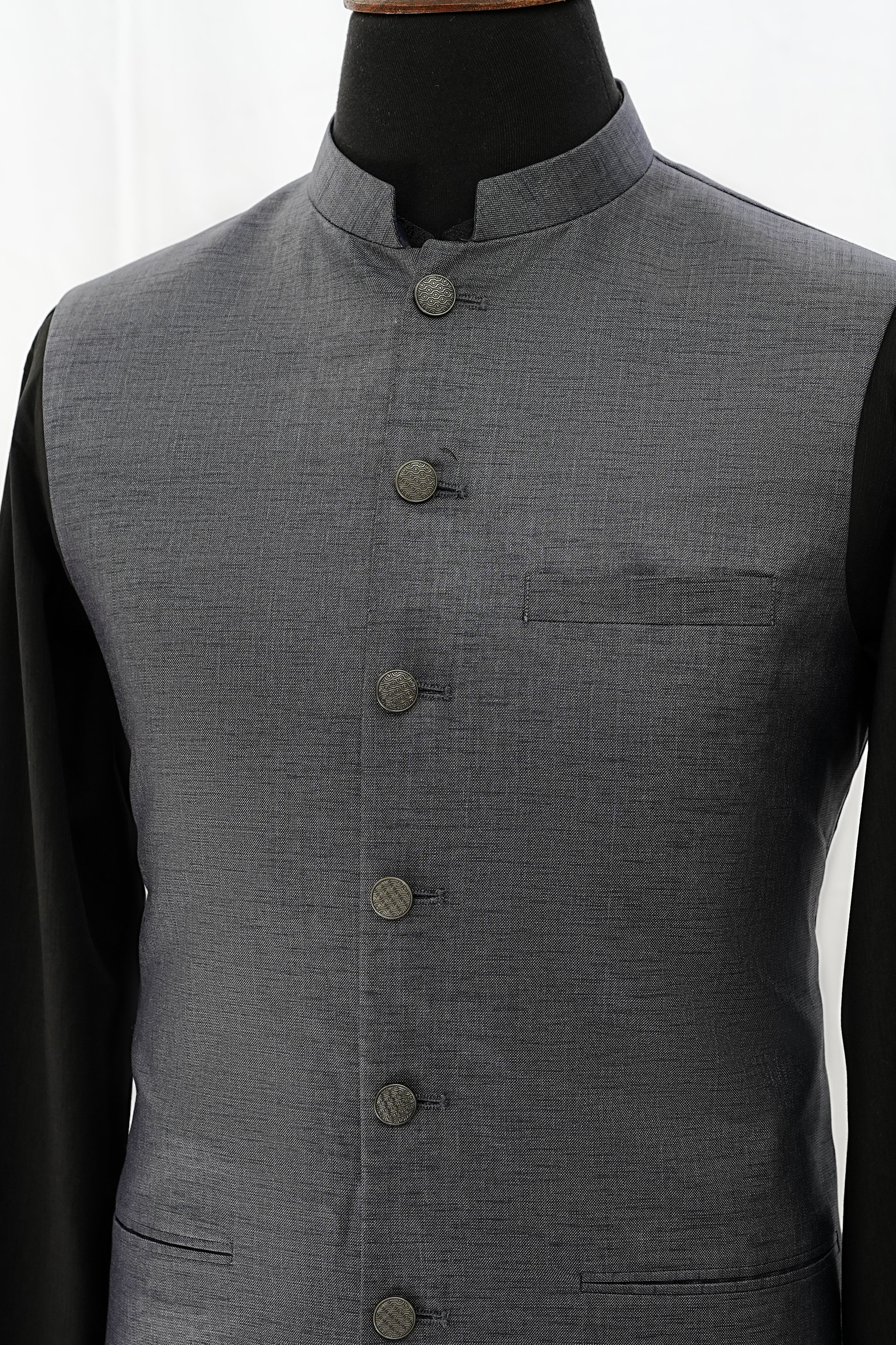 GREY TEXTURED WAIST COAT