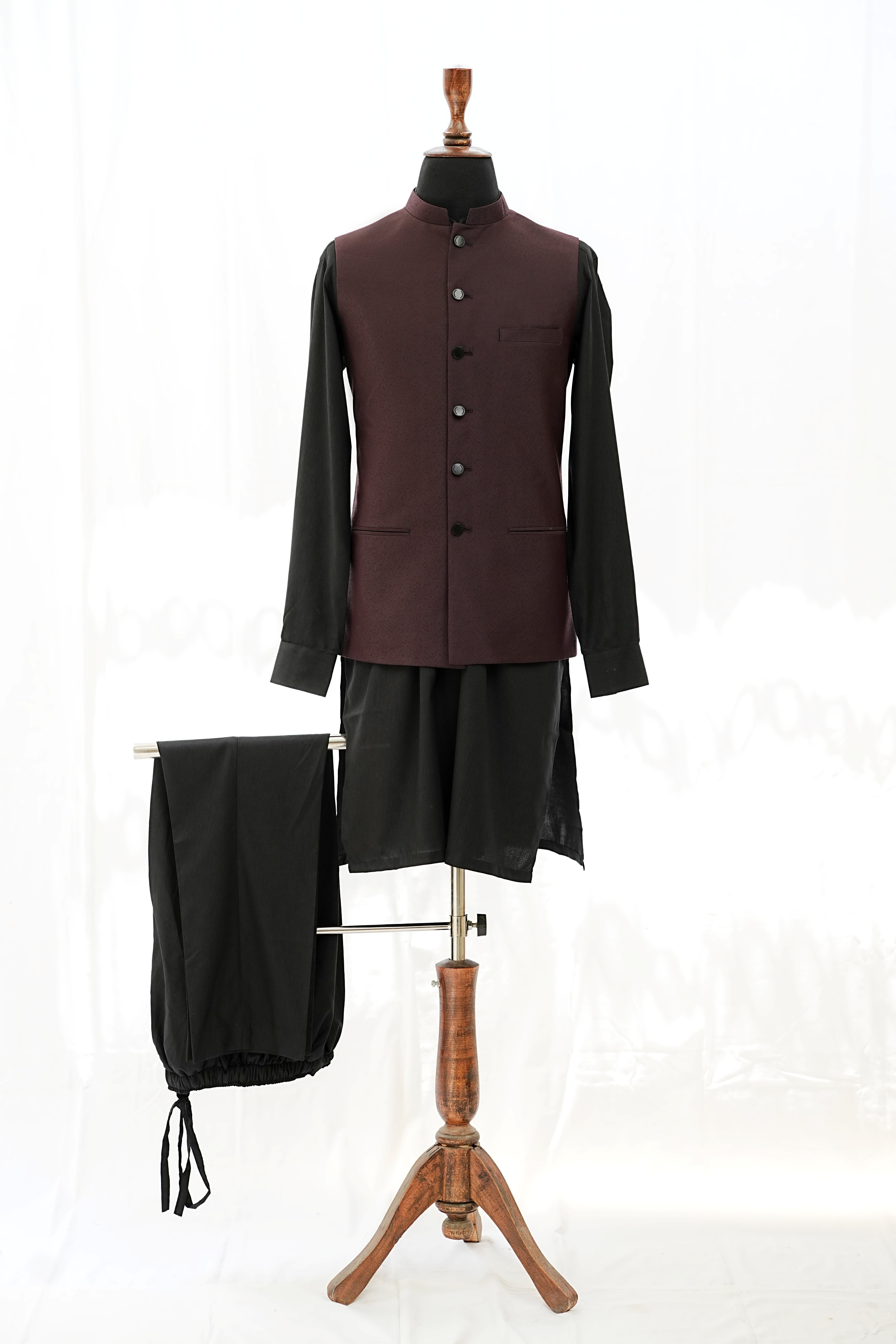BROWN SELF WAIST COAT