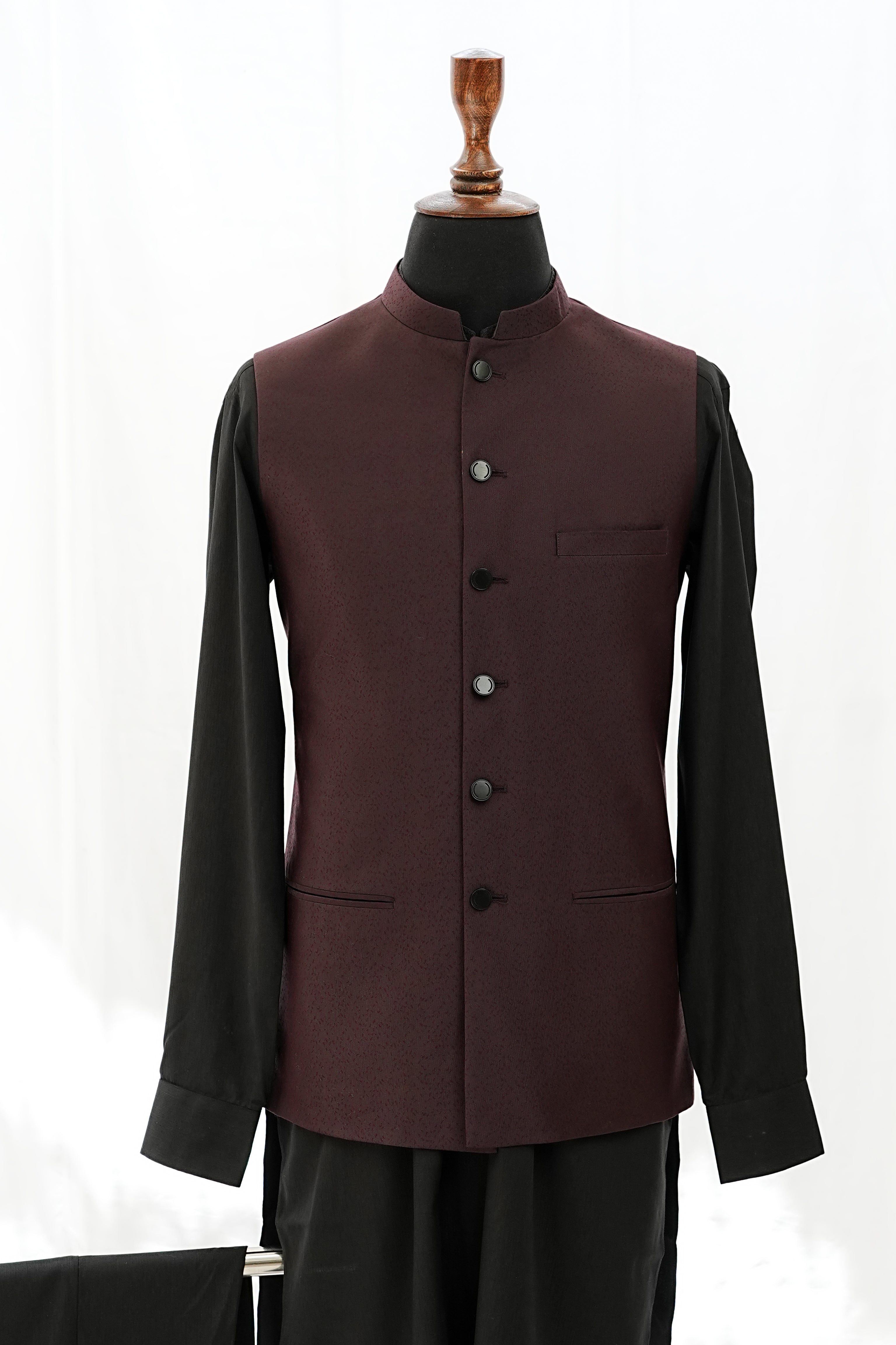 BROWN SELF WAIST COAT