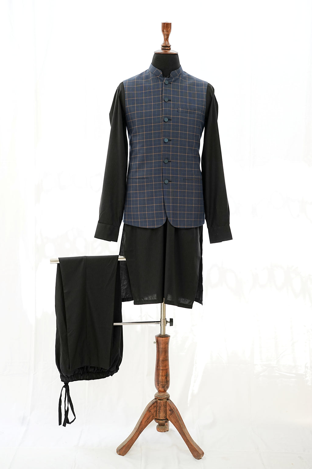 BROWN & COPPER CHECKERED WAIST COAT