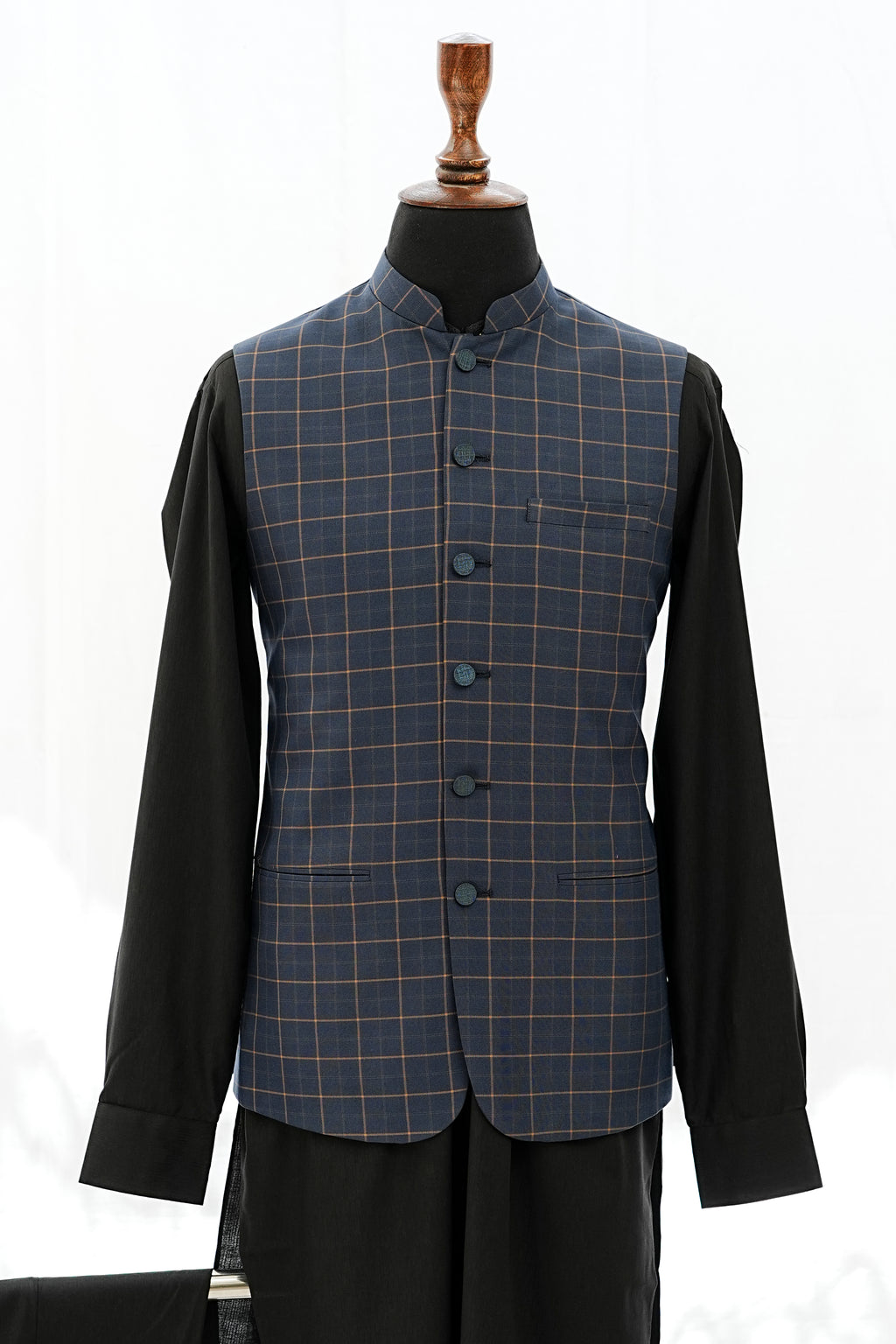 BROWN & COPPER CHECKERED WAIST COAT