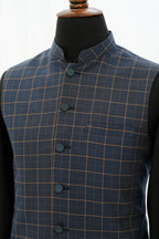 BROWN & COPPER CHECKERED WAIST COAT