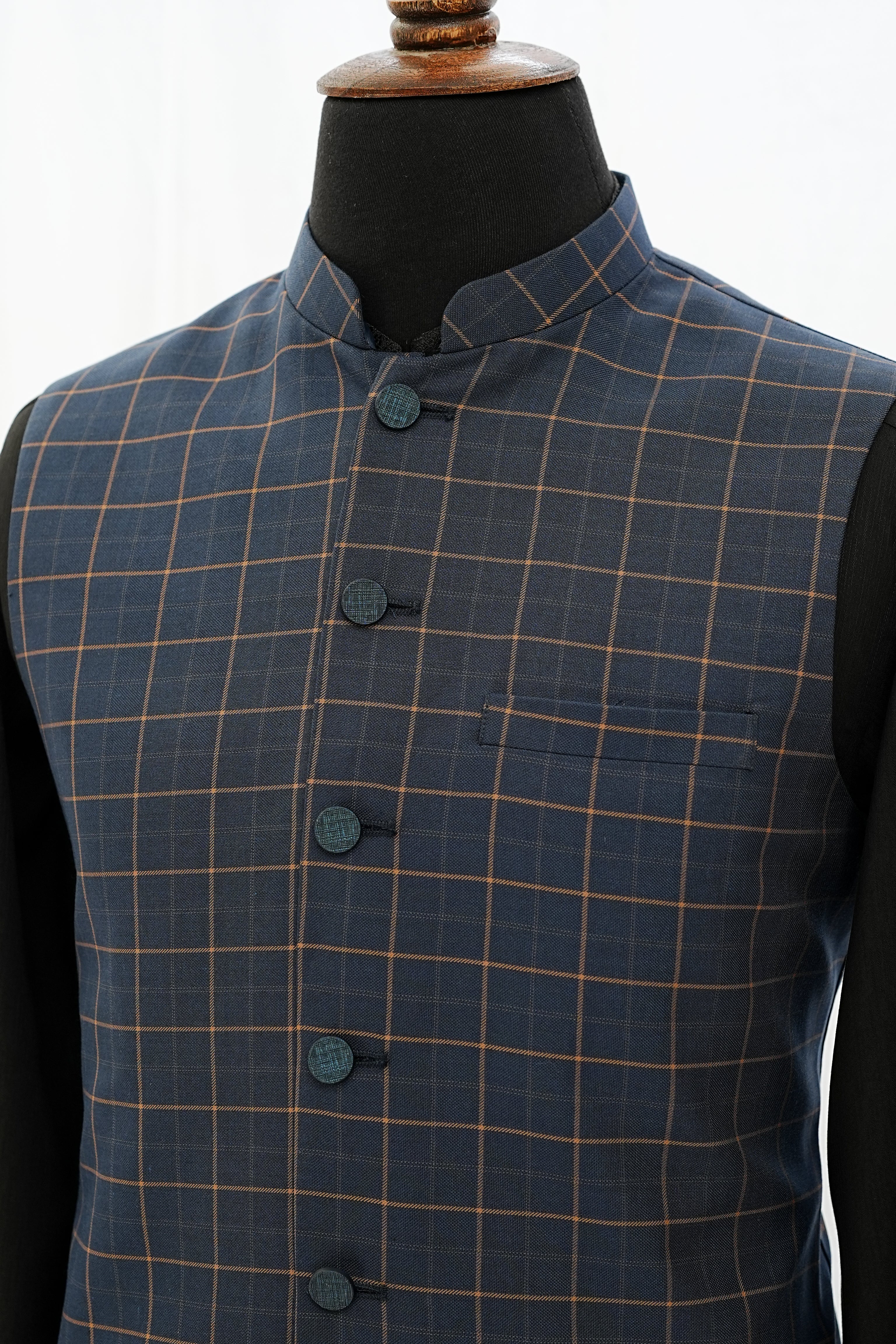 BROWN & COPPER CHECKERED WAIST COAT