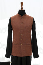 RUST TEXTURED WAIST COAT