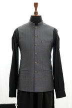 GREY MICRO STRIPED WAIST COAT