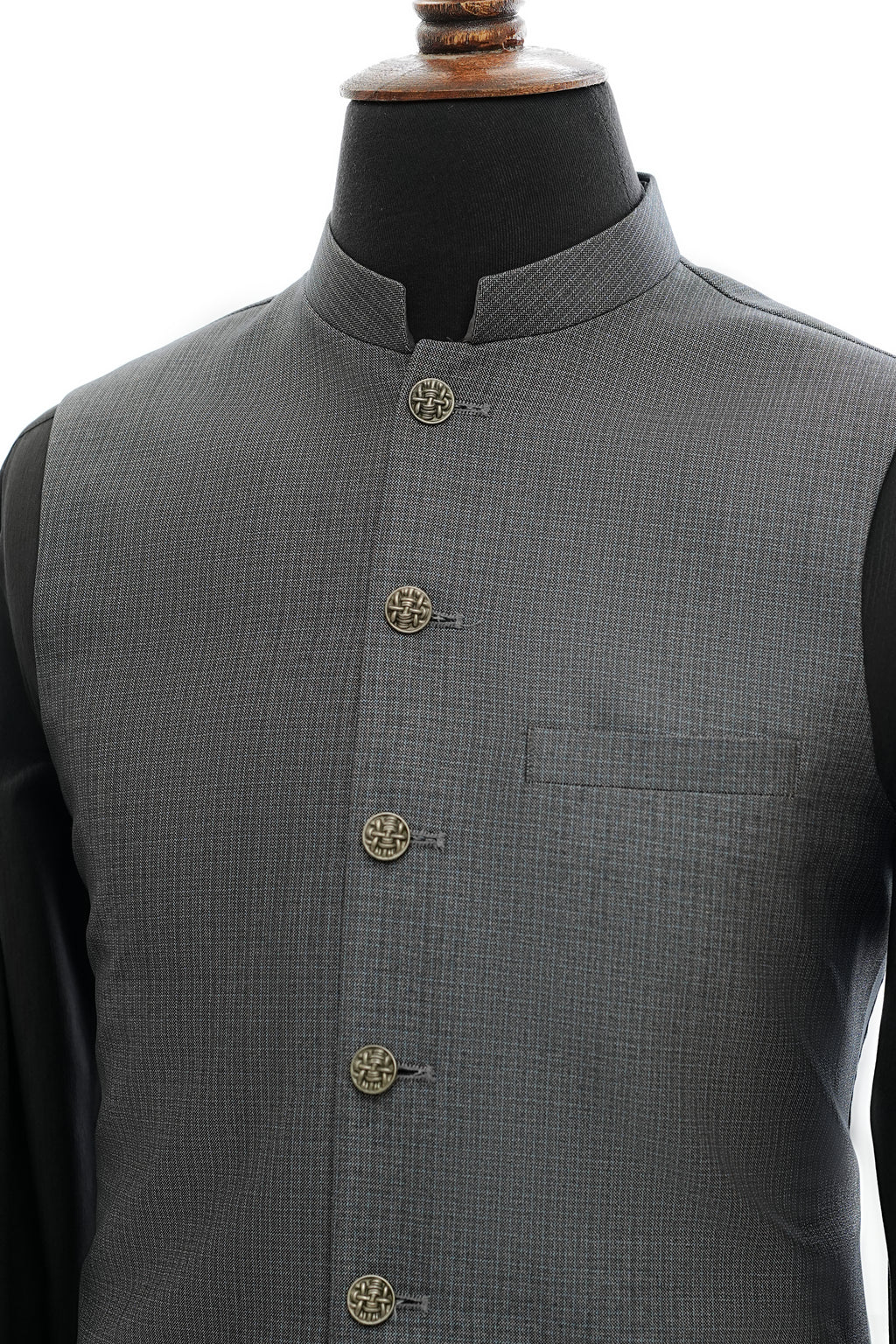 GREY MICRO STRIPED WAIST COAT
