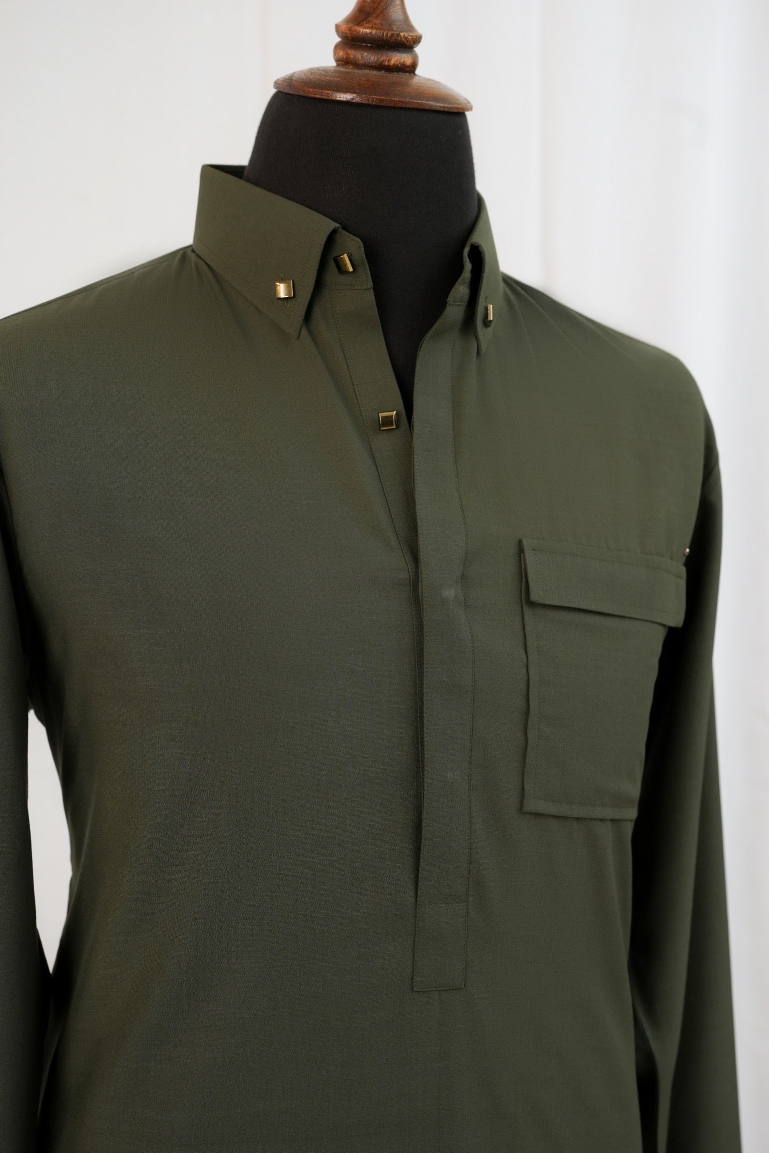 GREEN FRONT POCKET KURTA TROUSER