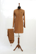 CREAM BROWN KURTA TROUSER